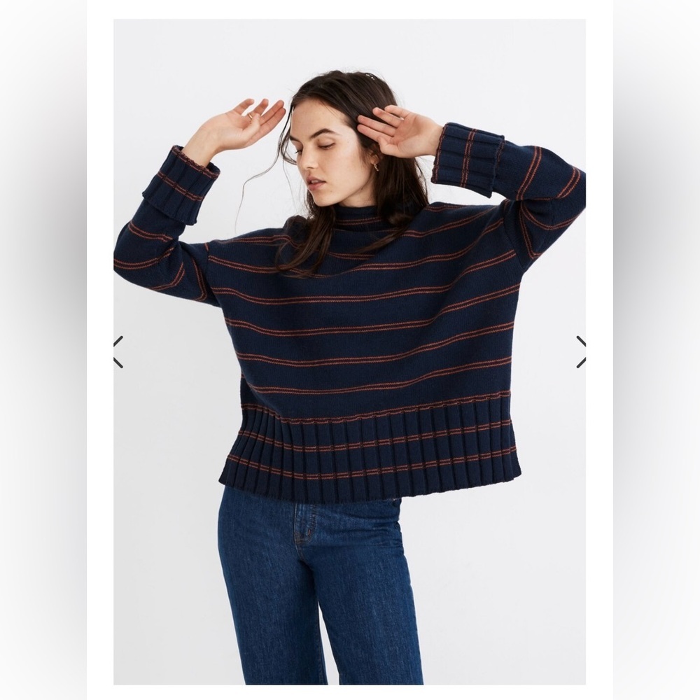 Madewell | Striped | Glenmoor | Mockneck |Sweater | Cotton | Size XS